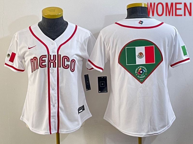 Women 2023 World Cub Mexico Blank White Nike MLB Jersey12